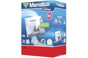 ‎MENALUX Menalux 3101MP 12 Staubbeutel, 2 Mikro- und Motorfilter (Synthetik Staubbeutel, top Saugleistung & Filtration, Hygieneverschluss, Anti-Geruch, neutralisiert Gerüche, reißfest, +50% Lebensdauer, weiß)