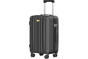 MGOB Valigia Bagaglio a Mano 15PC Trolley Rigido Valigie da Cabina 4 Ruote Universale TSA Lucchetto Ultra Leggero (Nero, 55CM)