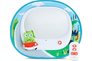 Munchkin Brica Baby In-Sight Firefly Car Mirror, 8 brani divertenti e melodie rilassanti, sincronizzati con Firefly e LED Light Show, spegnimento automatico della batteria