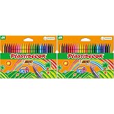 BIC Kids Colored Waxes for Kids, Optimal for School Supplies, Plastidecor, Vivid Assorted Colors, Great for Coloring, 24 Cray