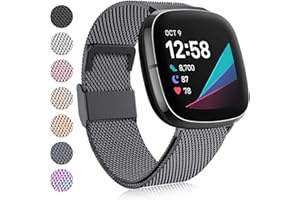 Faliogo Compatible avec Fitbit Versa 3 Bracelet/Fitbit Sense Bracelet, Bracelet de Remplacement Métal en Acier Inoxydable avec Serrure Magnétique pour Fitbit Versa 3/Sense