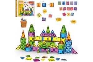 SASEWOT Magnetische Bausteine 227PCS Magnetic Teile,Mit Magnetische Buchstaben & Wörter, Magnetspiel STEM Magnetbausteine für geschenk mädchen Jungen, Montessori Spielzeug ab 2 3 4 5 6 7 8 Jahre Kinder
