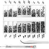 630 Pcs Kit de Vis de Réparation Micro, 18 Tailles Micro Visserie avec un Tournevis et une Pince à épiler, pour Réparation Ey