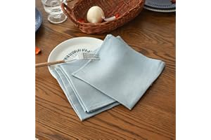 Simple&Opulence 100% Pure Linen Dinner Napkins -Suitable for Daily Use at Home-Set of 4, 36 x 36 cm,Dusty Blue