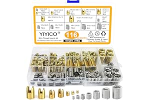 YIYICO Zgłaszana wkładka gwintowana M3 M4 M5 M6 M8 M10 M12 z gwintem łączonym 116 szt. do naprawy gwintów