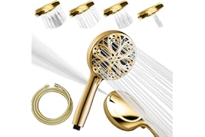 SparkPod Shower Head and Hose Set - High Pressure Showerhead with 10 Spray Settings - Luxury 5" Handheld High Power Shower Heads with High Pressure Jets - Egyptian Gold (No Filter)