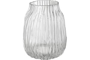 JAKY-GLOBAL Transparente hohe Vase, große transparente Vasen für Blumen, H-21 cm, einfaches Streifen-Design für Heimbodendekoration, Bauernhaus-Dekoration, Tafelaufsatz, Couchtischdekorationen (transparent 21 cm)