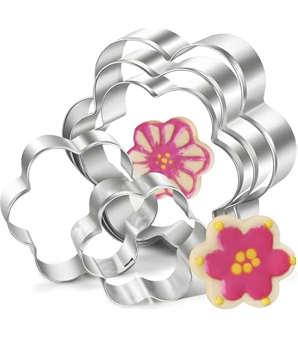 Set Di 5 Formine Per Biscotti A Forma Di Fiore In Acciaio Inox – 6 Petali Smerlati, Dimensioni Da 3,8 A 8 Cm, Per Pasticceria E Craft