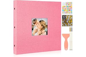 Benjia Album Fotografico Autoadesivo da incollare, XXL Album Fotografico Pagine Bianche con Adesivo e Penna Metallica per 9x13 10x15 13x18 a4 a5 a6 (Grande 40 fogli / 80 pagine, Rosa)