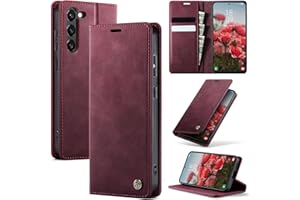 Cracedily Handyhülle für Samsung Galaxy S23 5G Hülle Premium PU Leder Klappbar Stoßfeste Tasche Flip Case [RFID Blocker] Magnet Kartenfach Standfunktion Klapphülle Schutzhülle für Galaxy S23, Rot