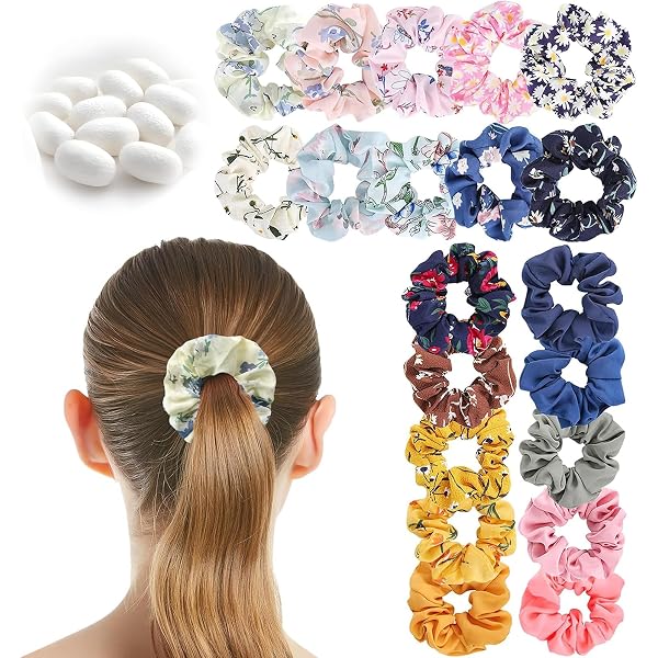 MOSOTECH 20 Stück Chiffon Haargummis – Elastische Scrunchies In 6 Farben & 14 Mustern, Für Damen & Mädchen