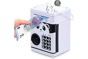 Auped Salvadanaio elettronico password mini bancomat per Bambini, Banca dei Soldi per Contanti, Monete, Regalo (bianco)