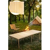 pratikoutdoor Katlanır Kamp, Piknik ve Bah&ccedil;e Masası 75x200 cm - Ham Naturel Renk