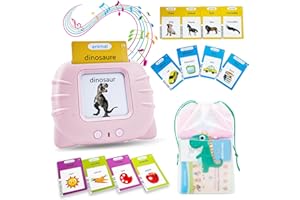 VANIKO Carte Flash Parlante Montessori – Jeu Éducatif Enfant 2 à 6 Ans – 244 Mots Bilingues Français Anglais – Cartes Éducative Interactive – Version Rose avec Mode Musique