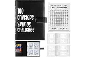 PALMCEE 100 Briefumschläge Geld Sparen Challenge, A5 Briefumschläge Herausforderung Binder mit Geldumschlägen, Sparbuch für Geld, Sparen Sie 5.050 € Budgetplaner, Geldsparbinder Budget Planner (Schwarz)