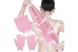 ANWEIXUE 2Pcs Exfoliating Glove and Shower Back Scrubber Set,Korean Exfoliating Mitt for Body, Face, Shower, Bath, Deep Cleansing and Removing Dead Skin