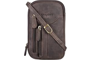 STILORD 'Lane' 3-in-1 Pochette Porta Cellulare Pelle Borsa Marsupio Borsello da Polso Vintage Portafoglio Borsa a Tracolla Piccola Crossbody Bag Vero Cuoio, Colore:marrone scuro