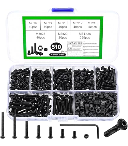 Set Viti E Dadi M3 480 Pezzi - Testa Esagonale, Acciaio Carbonio, Per Fai Da Te E Riparazioni - Foto 9