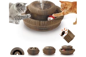 Lociban Magic Organ Cat Scratching Board, Tiragraffi per Gatti in Cartone Ondulato Pieghevole, Giochi Interattivi per Gatti con Palla Giocattolo Campanella