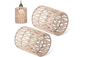 Nizirioo 2 Pezzi Paralumi In Stile Boho, Lampadario Carta Rattan Corda, Paralume Ricambio Rattan, Retrò Paralume Tessuto Cilindrico Lampade Da Terra Lampadari Applique Da Parete Per Camera