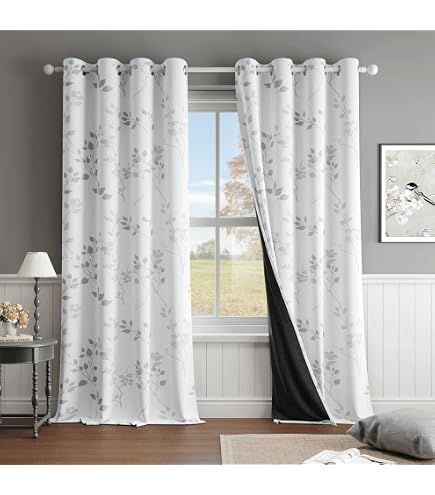 FMFUNCTEX Verdunkelungsvorhänge – Goldene Zweige Auf Blau, 2x Ca. 127x244 Cm, 100 % Polyester, Mit Ösen