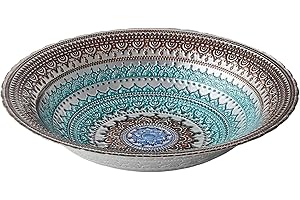Anton Studio Designs - India Glass Bowl - Diameter 32 cm - Multi Coloured Decorative Bowl for Home and Holiday Decoration