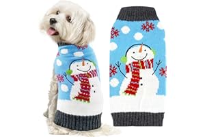 ABRRLO Dog Christmas Jumper Outfits Blue Snowman Ugly Xmas Pet Sweater Puppy Cat Holiday Costume New Year Clothes Gift for Small Medium Large Dogs (Blue Snowman,L)
