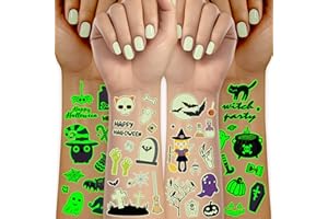 Acevegue Halloween Decoracion 330 Motivos Fluorescentes Tatuajes Halloween Niños,30 Hojas Tatuajes Regalo Decoracion Halloween,Decoracion Chuches Adornos Regalos Halloween Niños