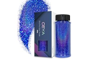 Ceya 3.5oz/ 100g Holographic Ultra Fine Glitter Powder Laser Royal Blue Glitter 1/128” 0.008” 0.2mm for Slime Epoxy Resin Craft Tumbler Jewelry Nail Art Festival Makeup Painting Wedding Cards