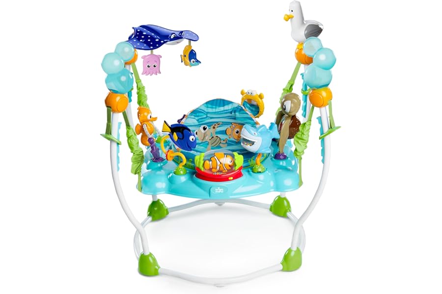 Bright Starts, Disney Baby, Finding Nemo Sea of Activities Jumper, Activity Centre with 13 Activities, Lights, Music and Ocean Sounds, Adjustable Height, 360° Rotation, Ages 6 Months +