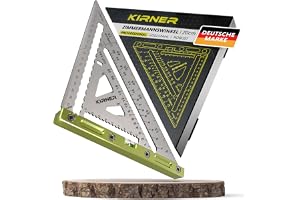 KIRNER Snickarvinkel 180 mm - exakt stoppvinkel, metall av rostfritt stål, innovativ bas och vattenpass - ritverktyg, vinkelm