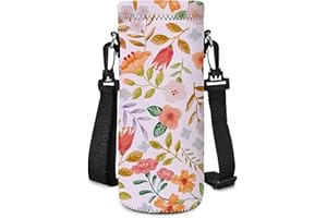 Piyycur Universal Bottle Holder with Adjustable Belt (500ml/750ml/1000ml) - Neoprene Thermal Bottle Case for Sports, School, Travel (Fiore di Primavera, 500ml(17oz))