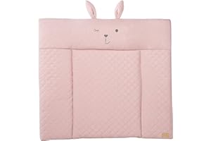 roba Matelas à Langer Imperméable 85 x 75 cm roba Style - Bords Rehaussés - pour Table à Langer - Sans Phtalate - Facile à Nettoyer - Rose / Visage de Lapin Lily