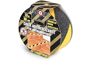 TARGET CANA1050 - Cinta Antideslizante - 10m x 50mm - Amarilla y Negra - Adhesiva - Seguridad - Suelos - Escaleras