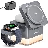KPON Ladestation Apple Watch und Iphone für Magsafe, 3-in-1 Cube Induktive Ladestation mit Magsafe Ladegerät, Kompatibel mit 