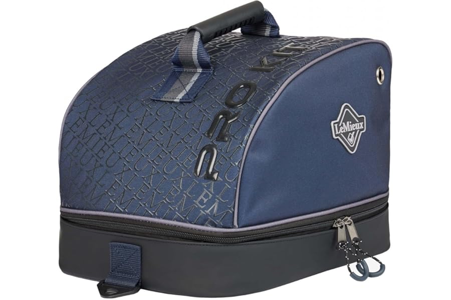 LeMieux Elite Pro Hat Box - Strong Waterproof Outer - Adjustable Long Strap - Comfort Grip Handle - Navy