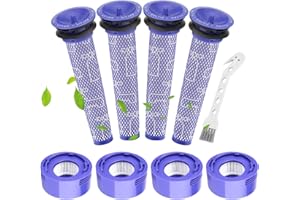 V7 V8 Filter für Dyson -isinlive 4+4 Kits Ersatzfilter für Dyson V7 V8 Serie Absolute Animal Motorhead Staubsauger, 4 Nachmotorfilter und 4 Vorfilter-Sets,Ersetzt DY-965661-01, DY-967478-01