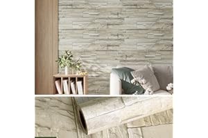 VEELIKE Papel Pintado Ladrillo Vinilo Autoadhesivo Papel Pintado Efecto Ladrillo Papel Efecto Piedra Papel de Pared Ladrillo Adhesivo Impermeable Prueba de Aceite 40cm x 600cm