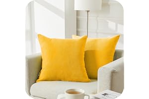 Topfinel Federe Cuscini Coperture Comode Ciniglia per Divano Decorativi Letto Cuscini Decorativi casa copricuscino federe Colore Solido 2 Pezzi, 40x40 cm Giallo