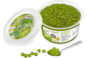 Popping Boba för bubbelté - Fruktpärlor, exploderande bubblor - 450 gram - grönt äpple - INGA konstgjorda färger - Mindre socker, riktig fruktjuice - 100 % vegan och glutenfri