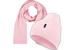 molti Zestaw damskiej czapki i szalika – 100% wełna z merynosów, Öko-Tex Standard 100, czapka beanie i szal z dzianiny, ocieplająca, oddychająca i hipoalergiczna, rozmiary: czapka 55-60 cm, szal 204 x