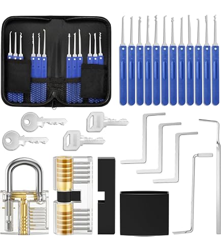 Kit Grimaldelli 7 In 1 Pieghevole Portatile – Acciaio Inox, Set Professionale Per Fabbri E Hobbisti, Con Estrattore Per Chiavi, Allenamento Lockpicking - 5