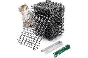 ERRUM 12PCS Cat Scat Mat with Spikes, Cat Animal Spikes Repellent Deterrent Mat Plant Prickle Strip Dig Stopper with 12 Nails and 20 Cable Ties for Indoor Outdoor Garden Fence(20*15.5cm)