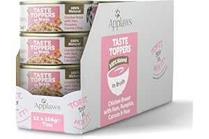 Applaws Lot de 12 boîtes de Nourriture Humide 100% Naturelle pour Chien, Poitrine de Poulet avec Jambon et légumes en Bouillon, 156 g