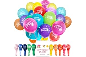 JAUNTY PARTYWARE Jaunty 50pk Happy Birthday Balloons Colourful Latex Party Essentials for Women, Kids, Boys, Girls - Arch, Games, Banners, Baby Shower Decorations, Gender Reveal, Engagement Durable Long-Lasting