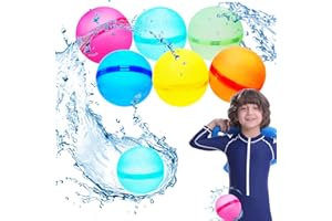 JULIYEH 6 Stück Wasserbomben Wiederverwendbar Magnet,Wiederverwendbare Wasserbomben,Wasserbomben Elbstschließend Wiederverwendbar,Wiederbefüllbare Wasserbomben,Wasserbomben magnetisch Wasserspielzeug Sinder