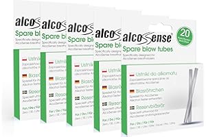 AlcoSense 100 Breathalyser Blow Tubes (5 Packs of 20) - Suitable for the Zero, Lite, Lite 2, Elite, Elite 2, Elite 3, Excel, Pro and Ultra Breathalyzer