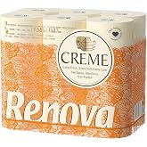 RENOVA Creme Toilet Paper, 4 Layers, 18 Rolls, Cream | 18 rolls, 4 ply, 140 servings per roll, ultra-soft, subtly scented cre