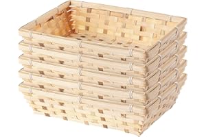 WICKERFIELD 5 pcs Natural Bamboo Storage Basket Gift Hampers Retail Display Home Organizer (Medium)