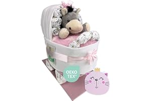 WINDELTORTE myBambini ® wózek dziecięcy z przytulanką - przytulanka - prezent na narodziny - baby shower - baby - baby shower - puller party (różowy)